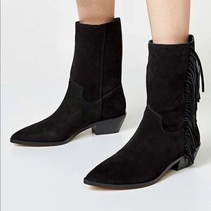 Rebecca Minkoff Krissa Black Suede Fringe Boots
